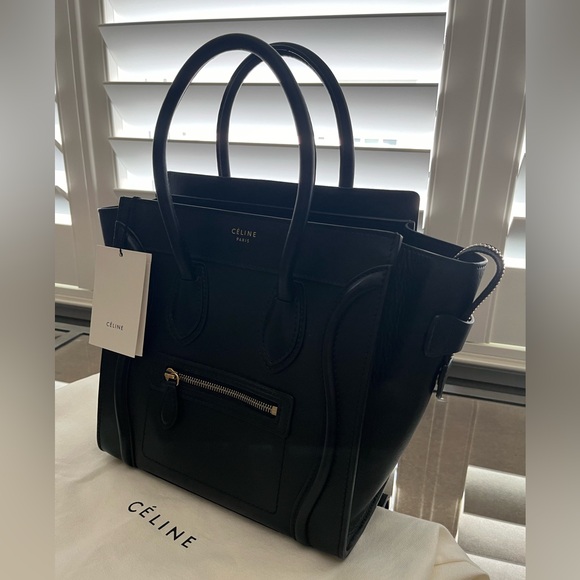 Authentic Celine Micro Luggage Handbag Black Leather - Picture 1 of 7